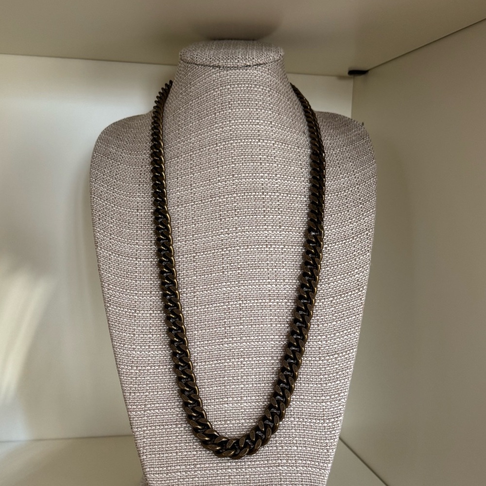 YSL Yves Saint Laurent Vintage Aged Brass Curb Chain Necklace
